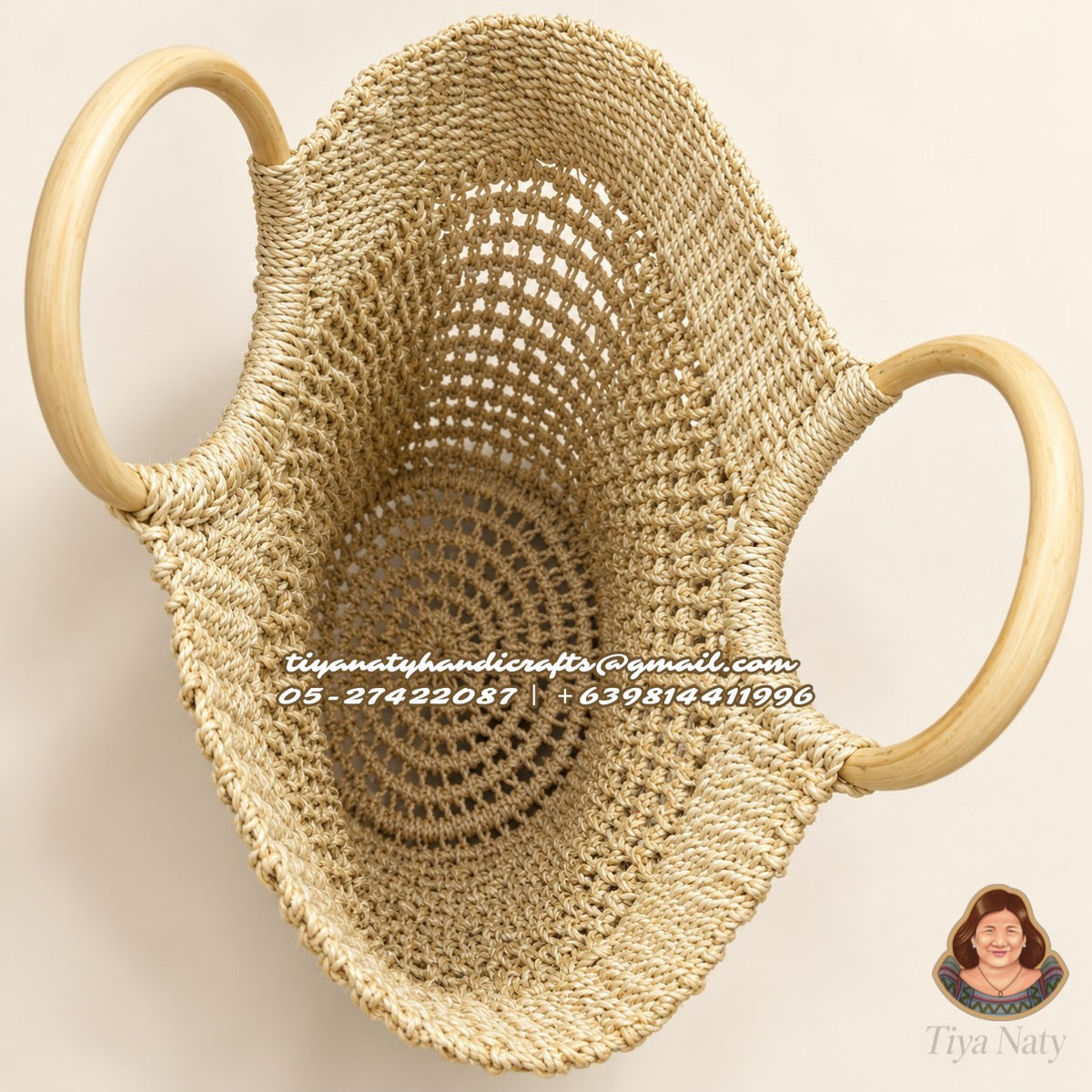 KRISTINA | Handwoven Abaca Tote with Wooden Ring Handles